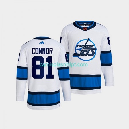 Camiseta Winnipeg Jets Kyle Connor 81 Adidas 2022 Reverse Retro Branco Authentic - Homem